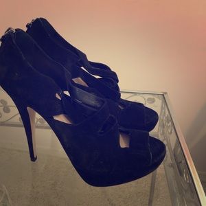 Black suede Mui Mui heels